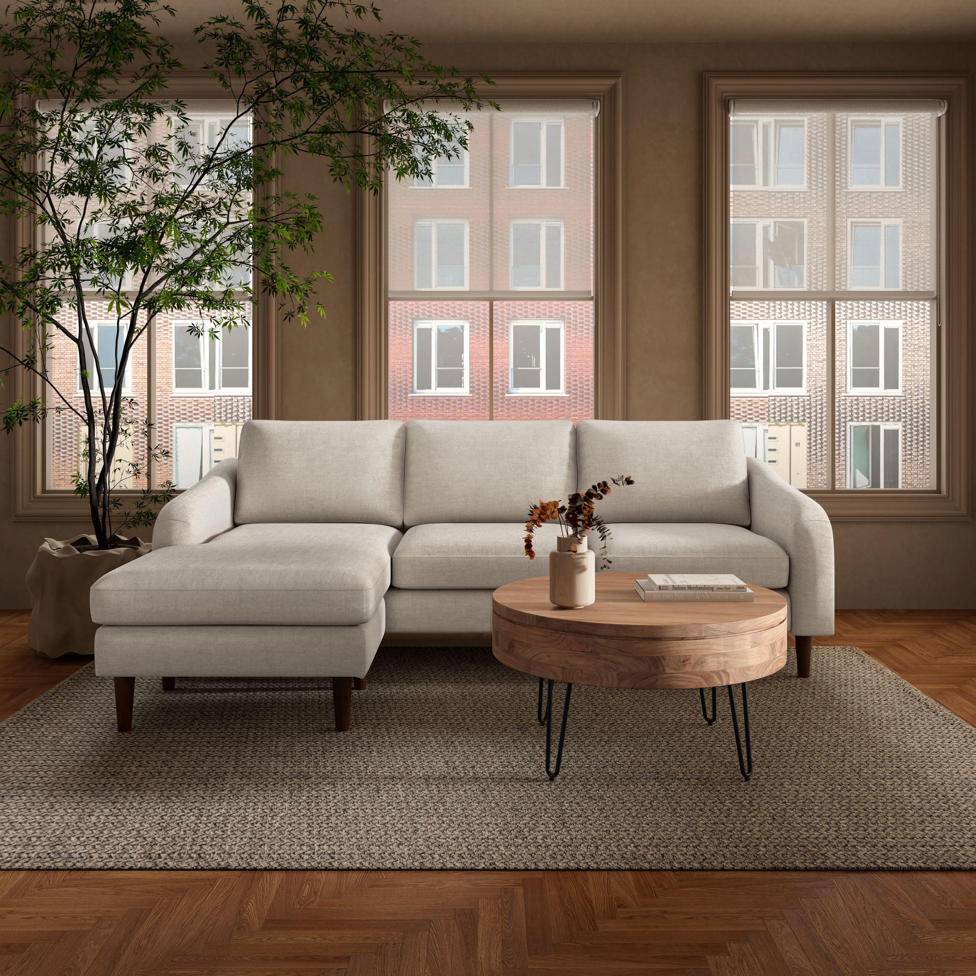 Privado Storage Coffee Table Natural, by Moe's Home, 31" width x 16" height x 31" depth View 11