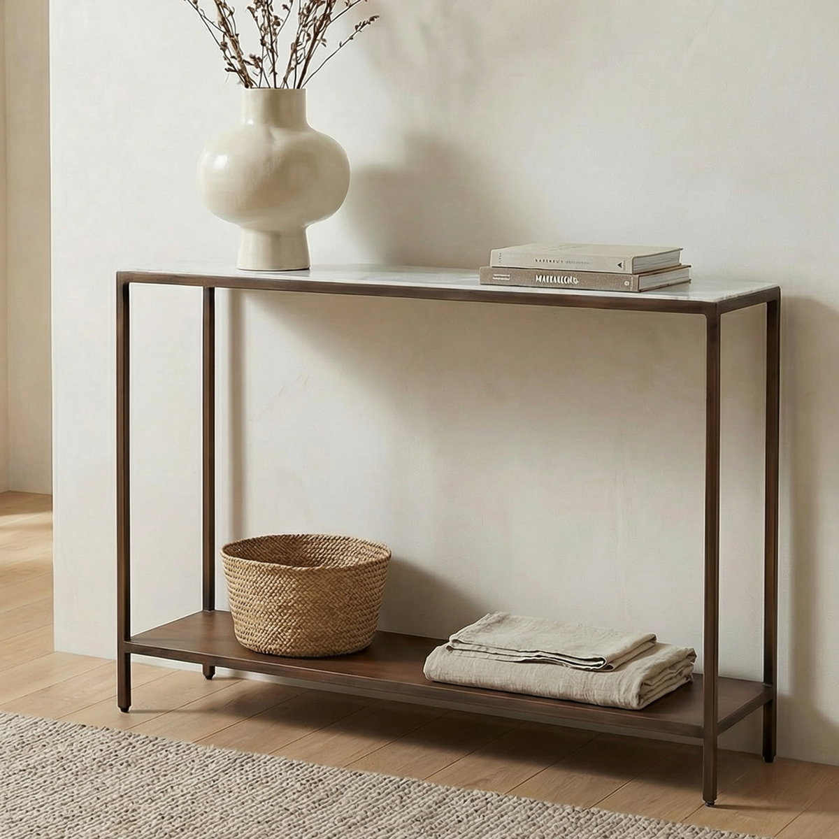 Bottego Console Table Antique Copper, by Moe's Home, 42" width x 32" height x 10" depth View 6