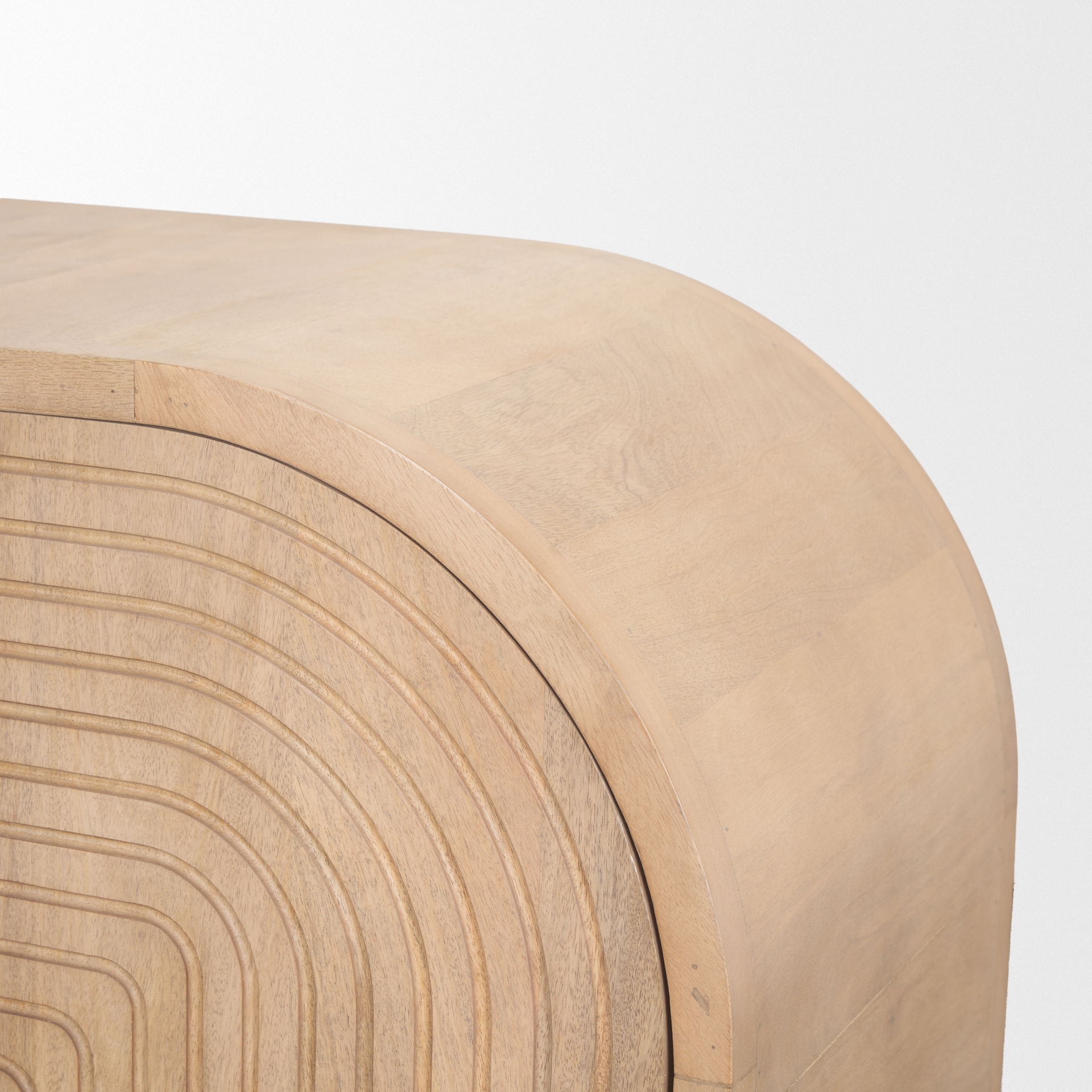 Sorina Reverse Fluted Light Brown Wood Accent Cabinet, Cabinets & Chest by Mercana, 40" length x 16" width x 32" height View 9