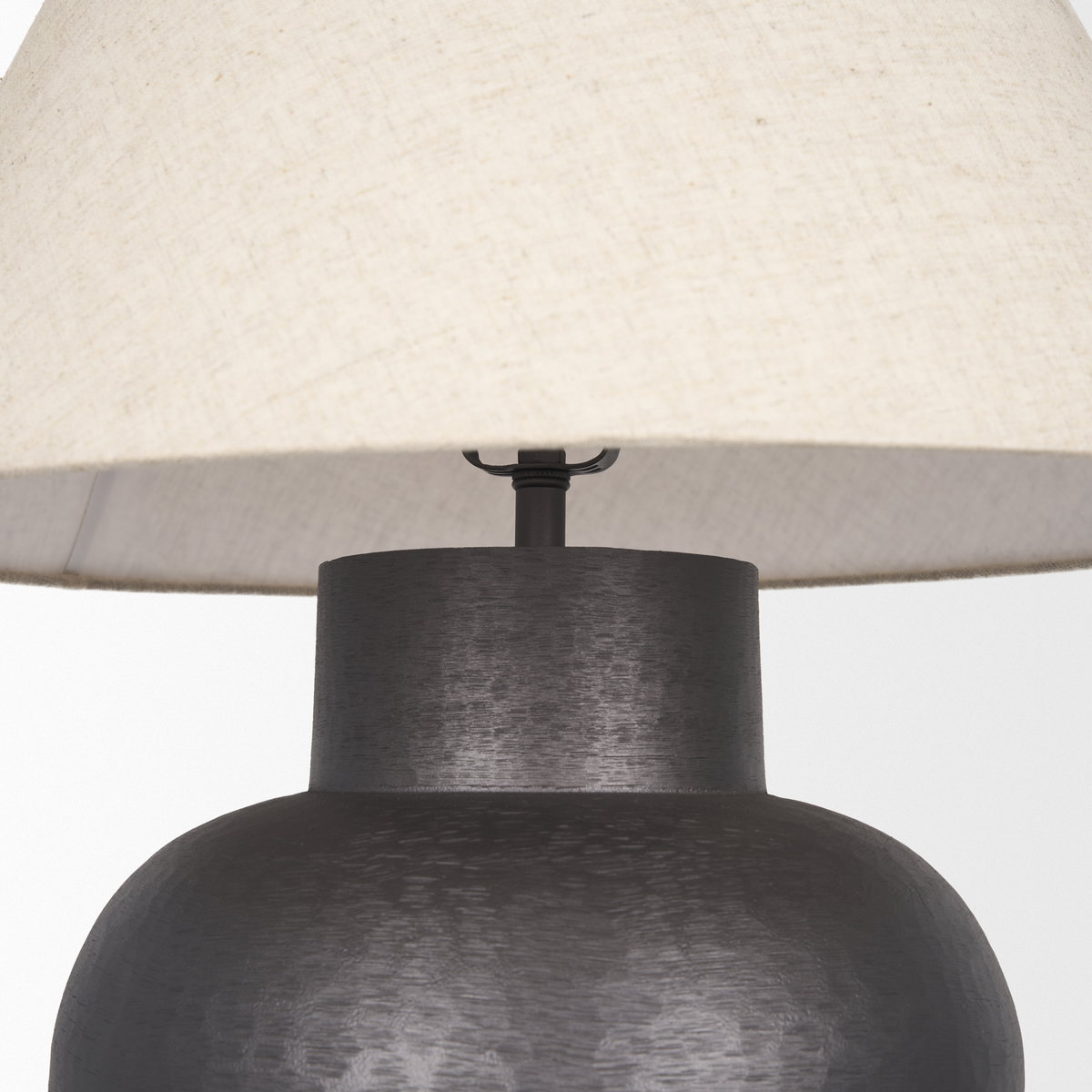 Salaah Black Brushed Metal with Beige Shade Table Lamp, by Mercana, 19.5" length x 19.5" width x 26" height View 9