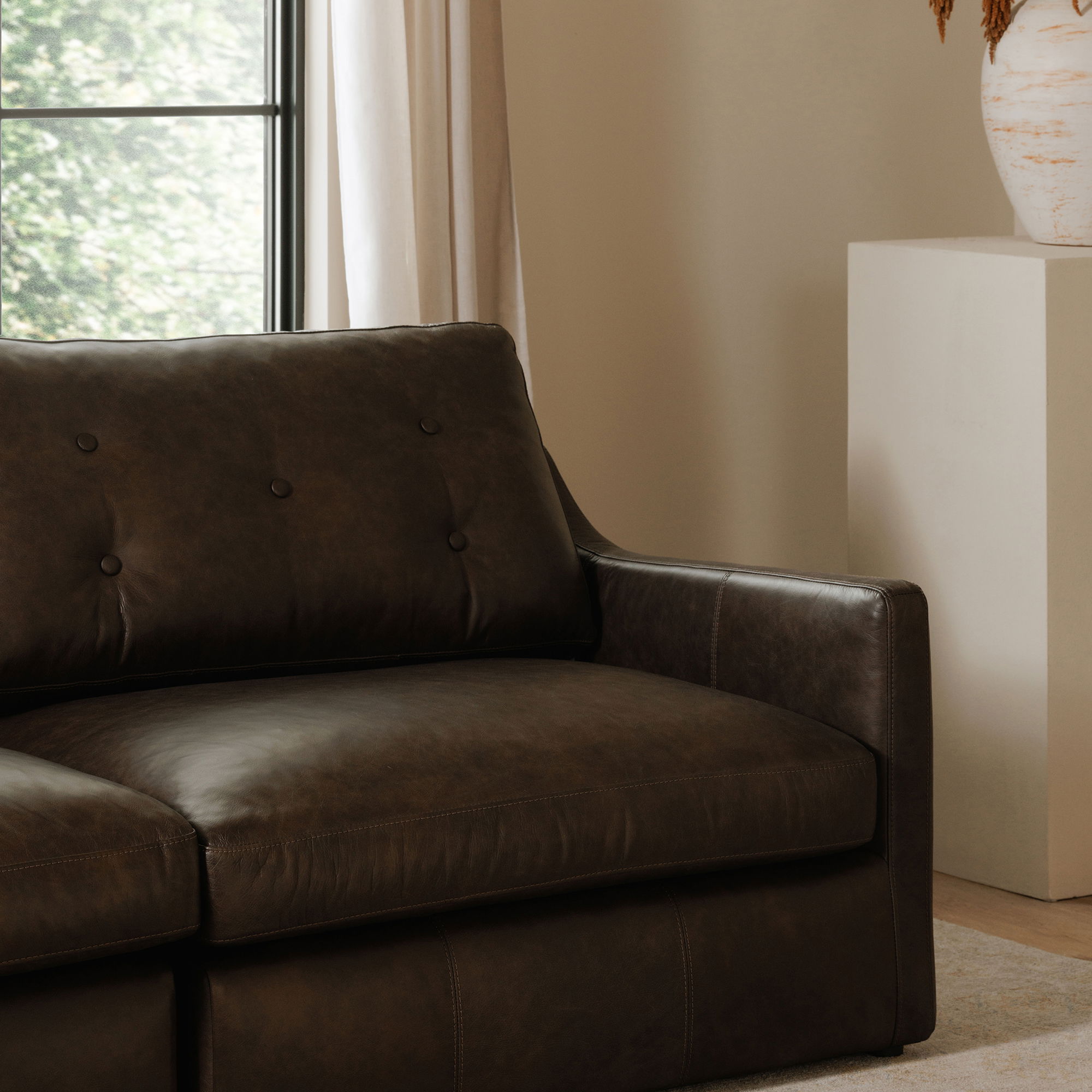 Thurlow Left Arm Facing Chair Espresso Brown Leather large image 