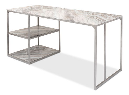 Open Desk With Shelves, Marble Top