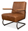 Beverly Hills Chair  Cuba Brown Leather, by Sarreid, 2'9" length x 2'4" width x 2'9" height thumbnail 2