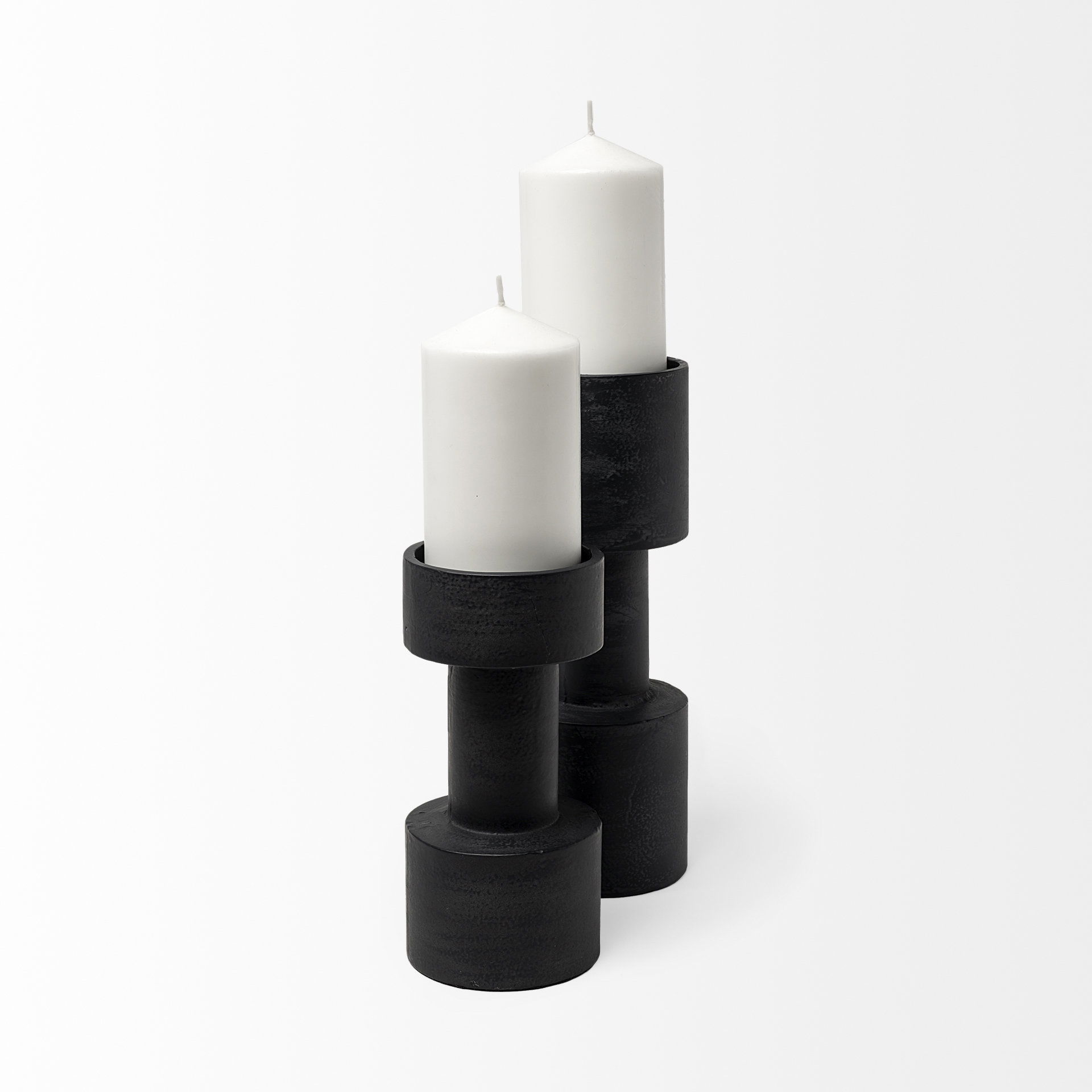Bolton I  Black Metal Table Candle Holders, Candles & Candle Holder by Mercana, 3.94" length x 3.94" width x 10.63" height View 6