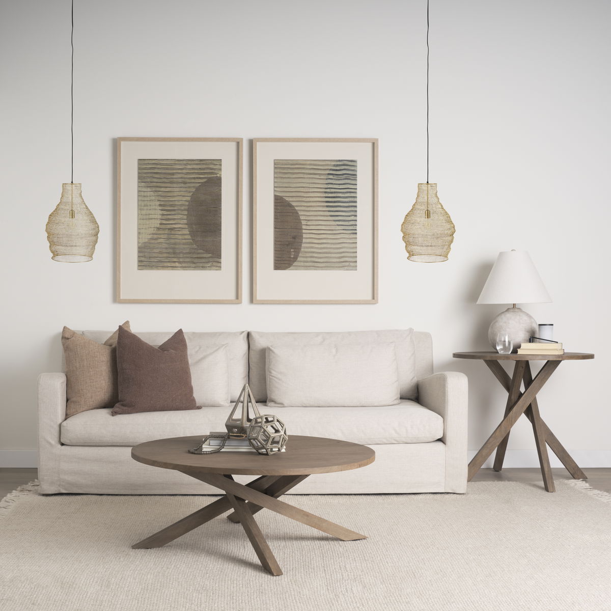 Halycon  Gold Mesh and Iron Pendant Light, by Mercana, 16" length x 16" width x 20" height View 2