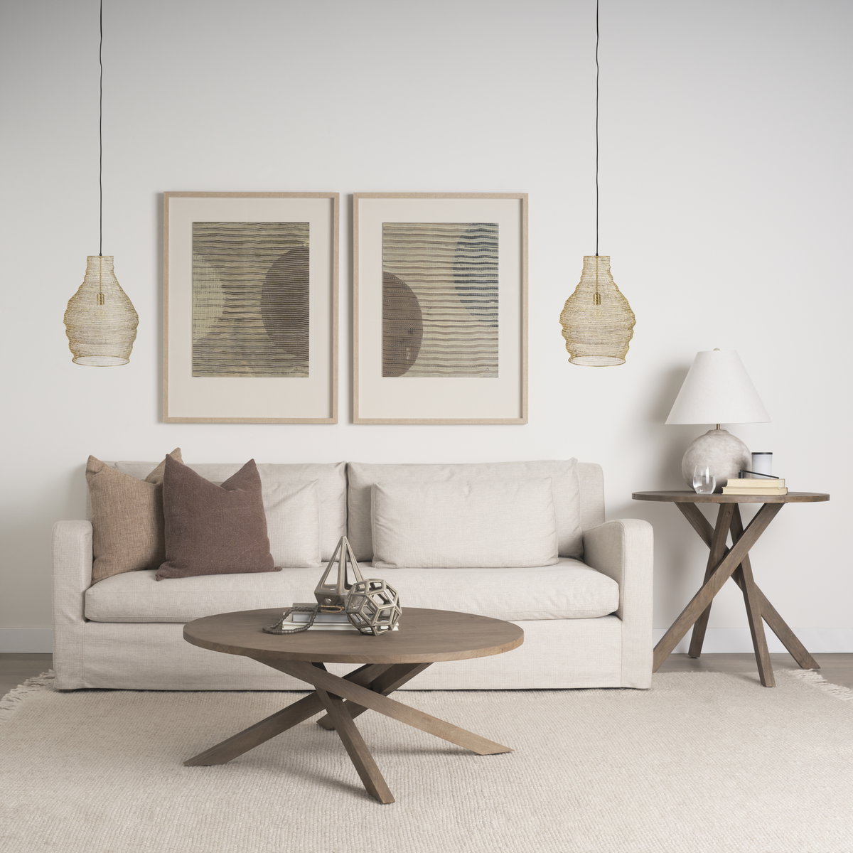 Halycon  Gold Mesh and Iron Pendant Light, by Mercana, 16" length x 16" width x 20" height View 2