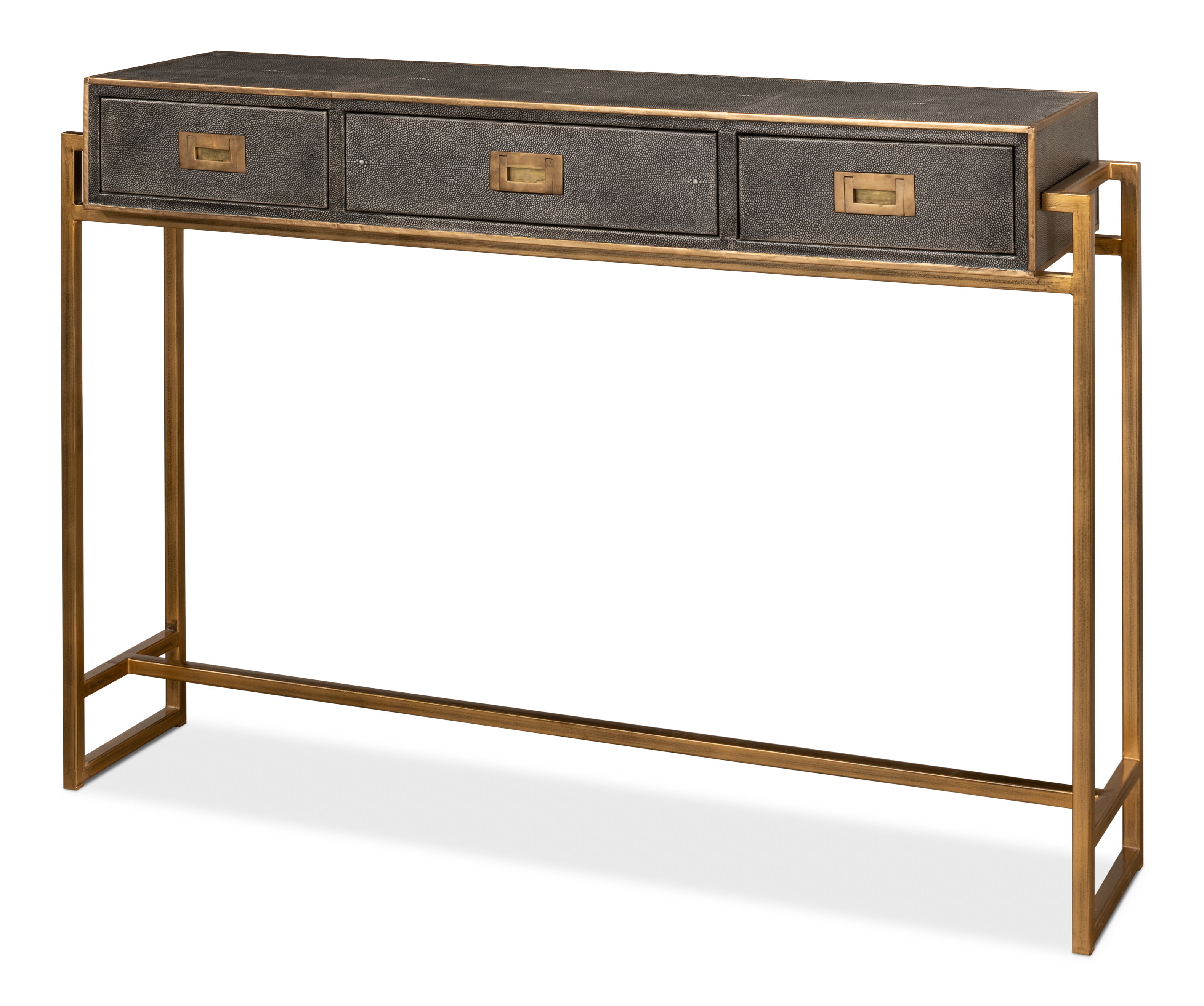 Shagreen Gold & Gray Console, Console Table by Sarreid, 49" length x 12" width x 34" height View 1