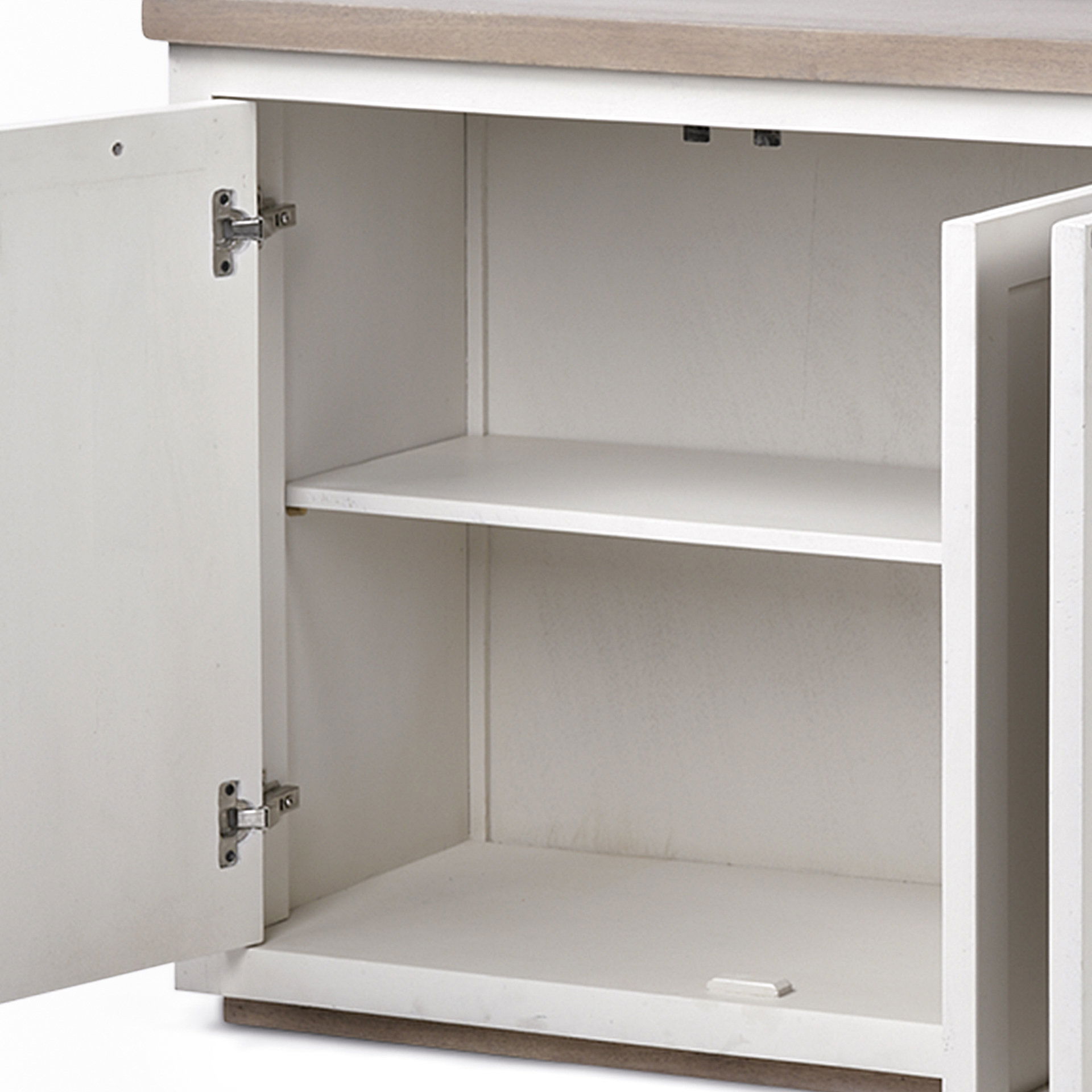 Fairview III Solid Wood Brown Top & White Frame 4 Cabinet Door Sideboard, Sideboards & Buffet by Mercana, 73" length x 17" width x 32" height View 8