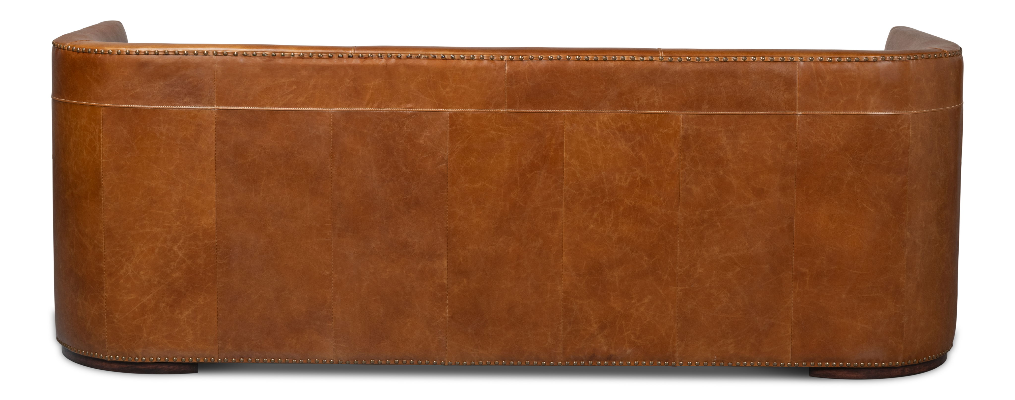 Mcmillan Distilled Leather Sofa, Sofas & Sectional by Sarreid, 90" length x 37" width x 32" height View 3