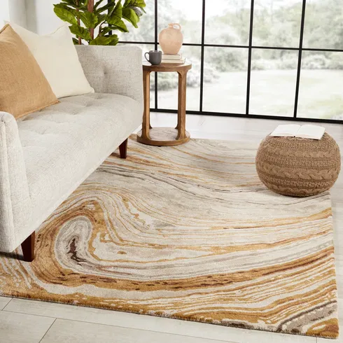 Jaipur Living Atha Handmade Abstract Gold/ Light Taupe Area Rug 5