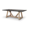 Rialto 84'L x 42'W Rectangular Trestle Dining Table | Black-Brown Wood & Light Brown Wood | Seats 8, by Mercana, 84" length x 42" width x 29.5" height thumbnail 1