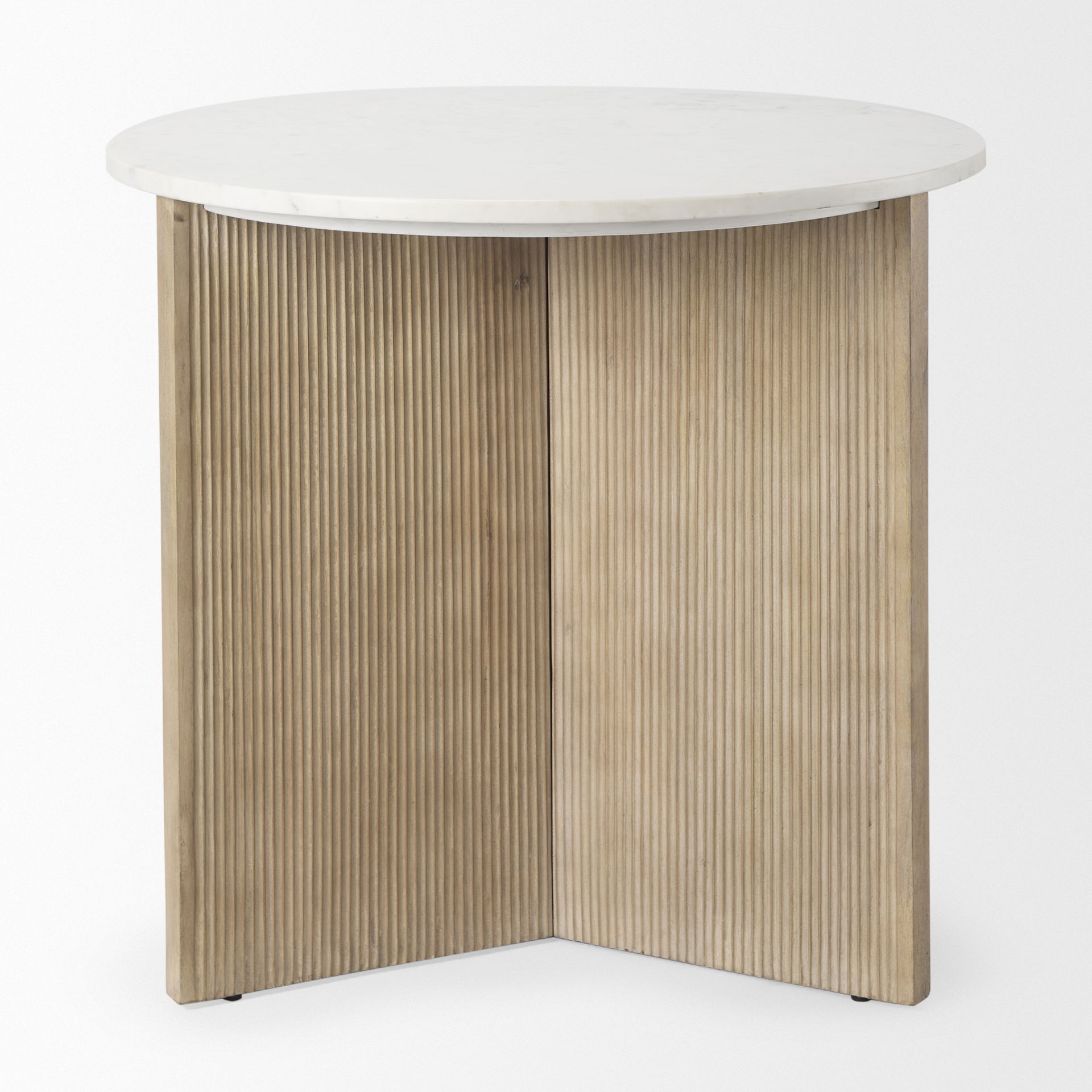 Enzo Marble Tabletop with Fluted Light Wood Base Foyer Accent Table large image 
