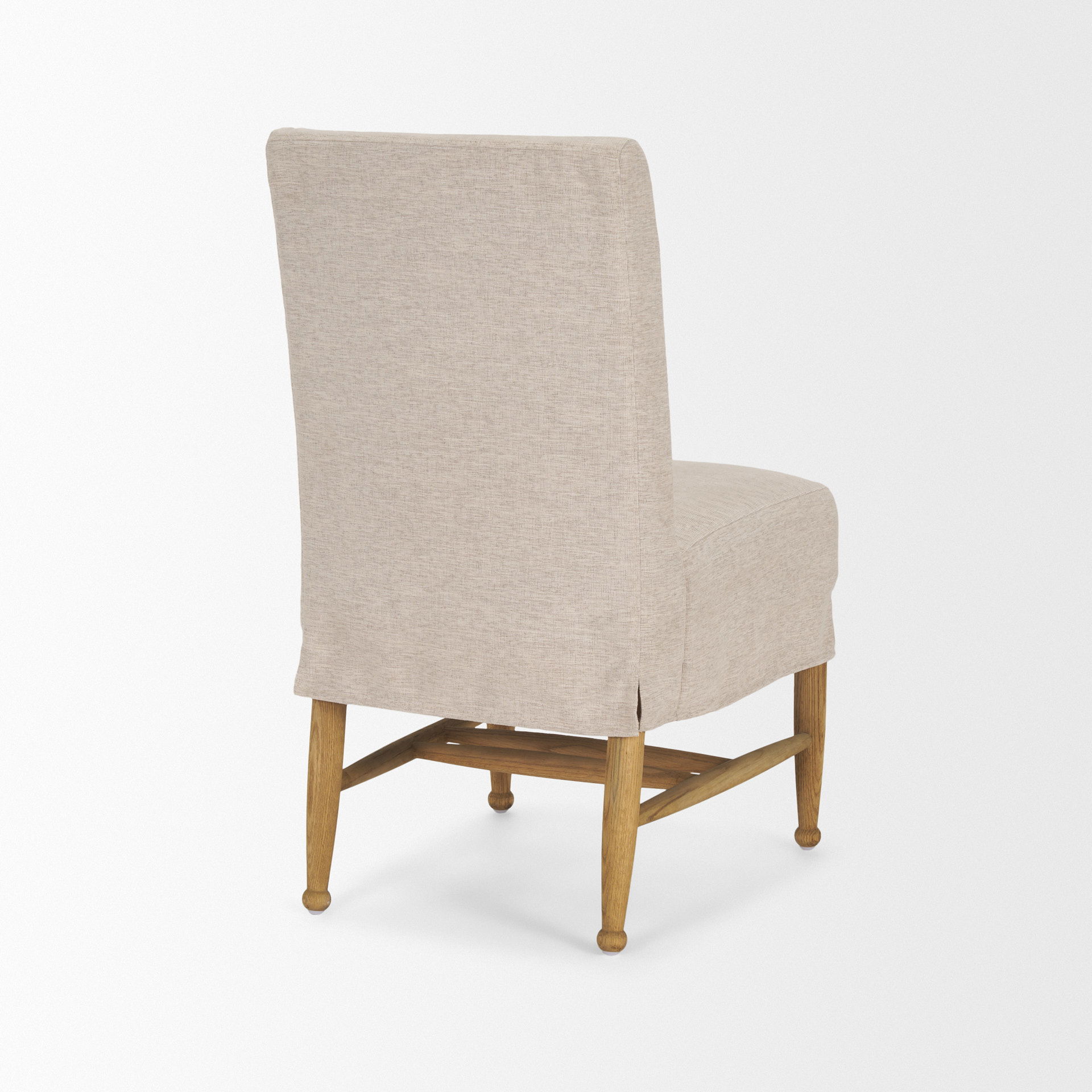 Whitley Oatmeal Performance Fabric with Oak Wood Dining Chair, by Mercana, 19.25" length x 24" width x 35" height View 6