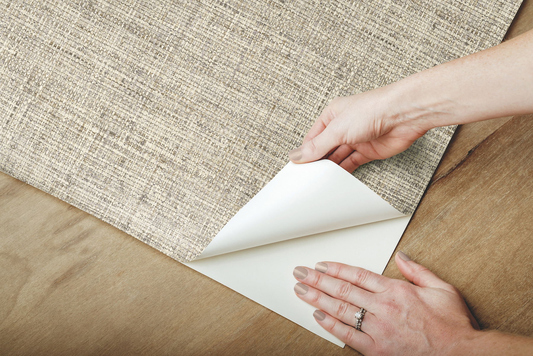 Papyrus Weave Neutral Peel & Stick Wallpaper, by York Wall, 20' length x 2'3" width x 0.02" depth View 6