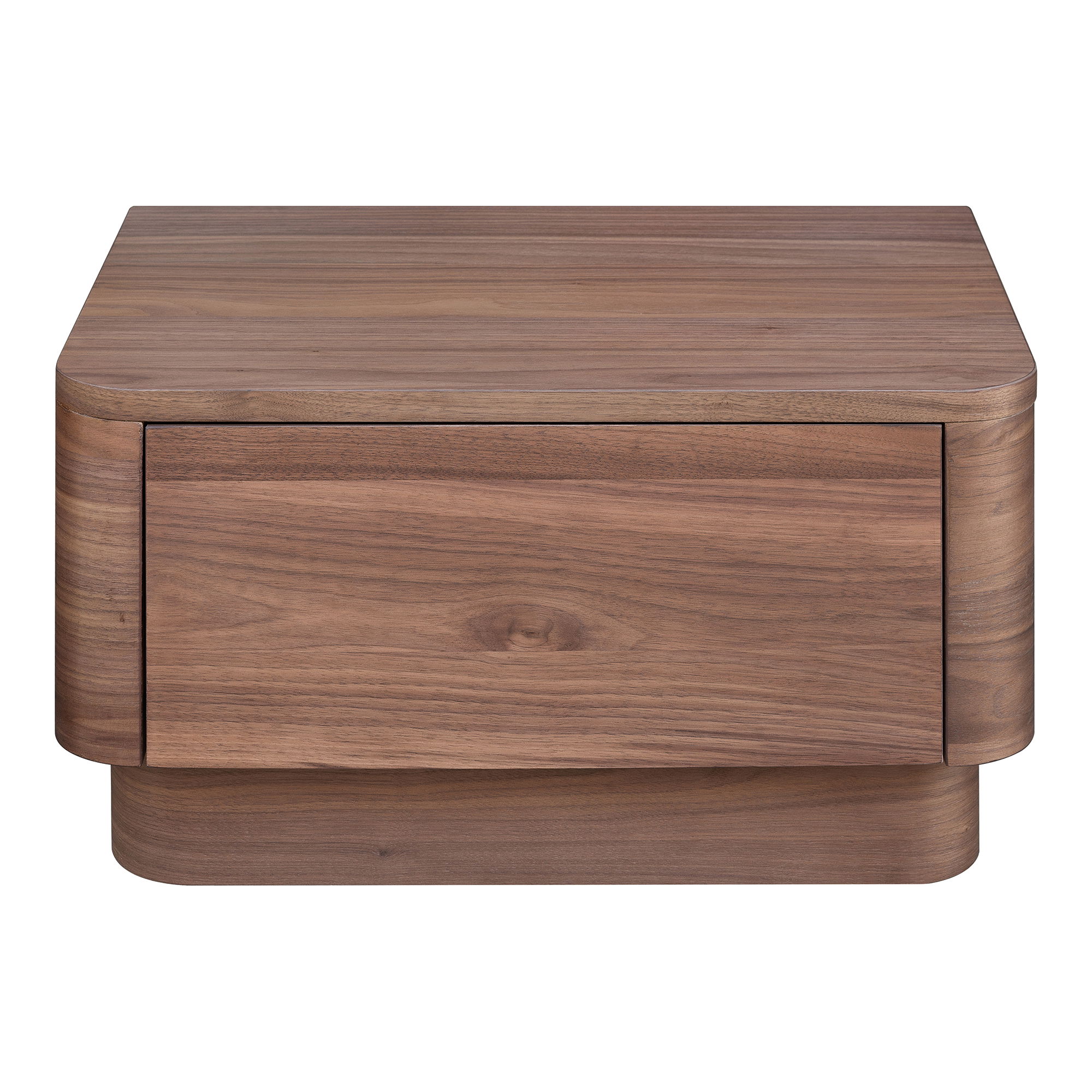 Round Off Small Nightstand Walnut, by Moe's Home, 20" width x 11" height x 15" depth View 1