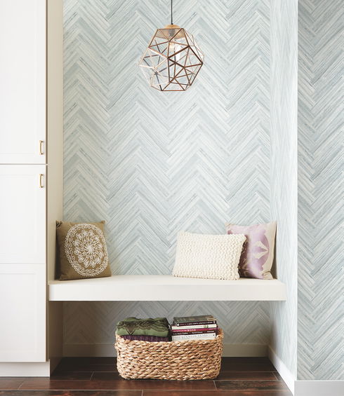 Hermosa Herringbone Blue Peel & Stick Wallpaper
