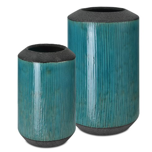 Maui Aqua Blue Vases, S/2