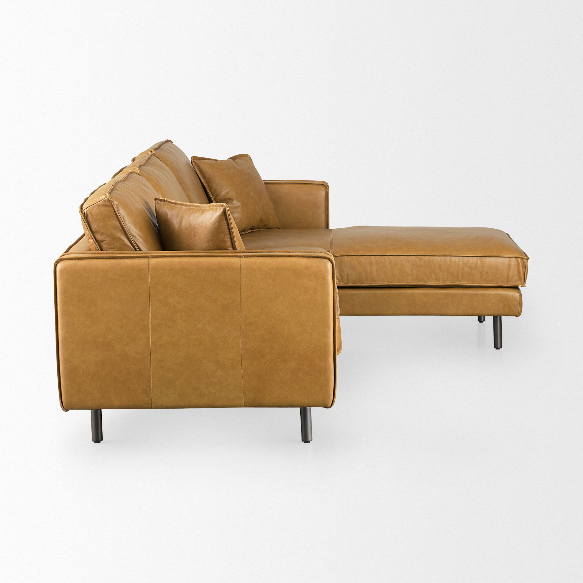D'Arcy 111'L x 70'D x 33'H Tan Leather Right Chaise Sectional large image 