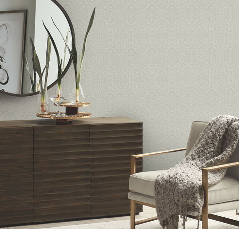 Cathedral Damask Grey Wallpaper
