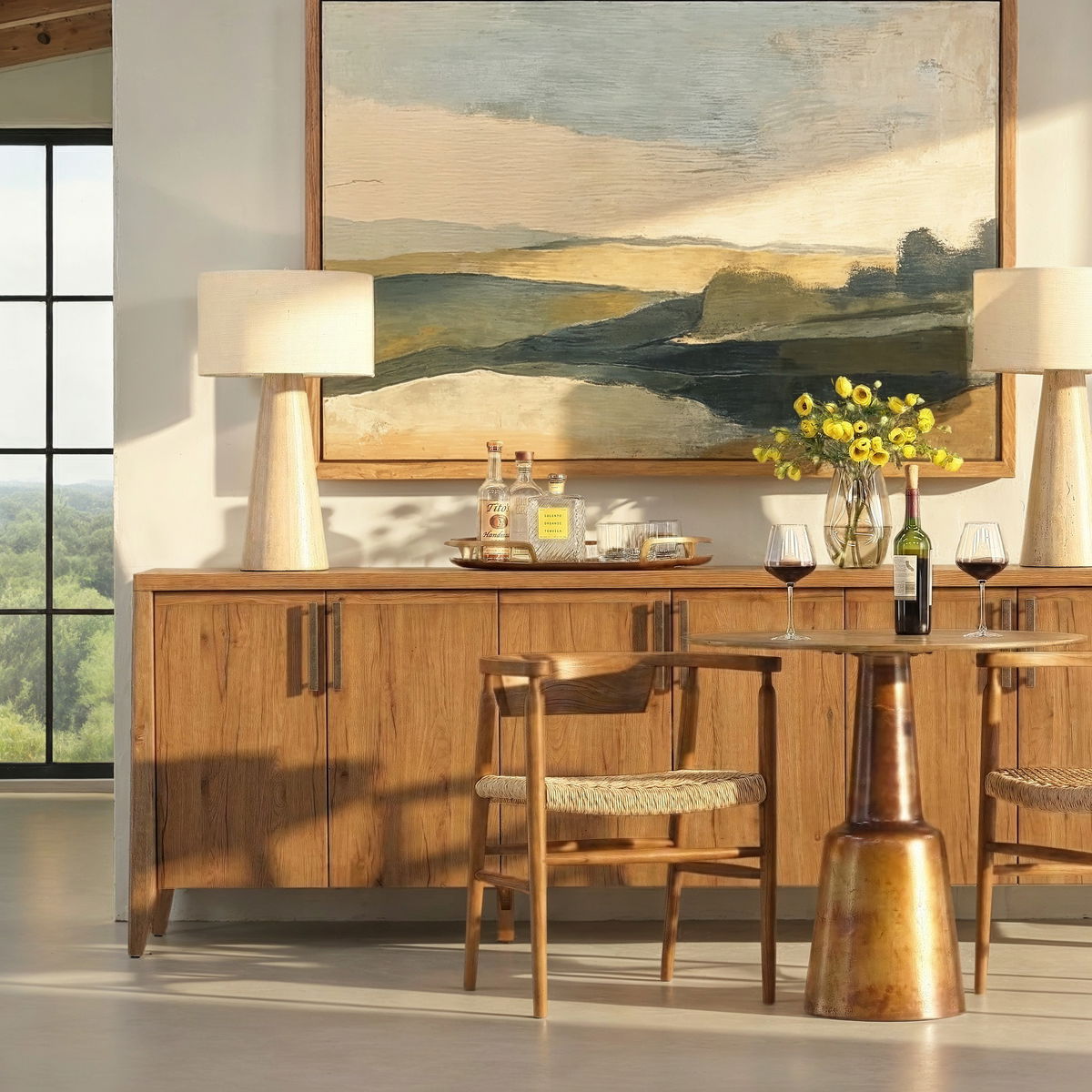 Atley Sideboard Brown, Sideboards & Buffet by Dovetail, 95.5" width x 34.2" height x 19.25" depth View 8