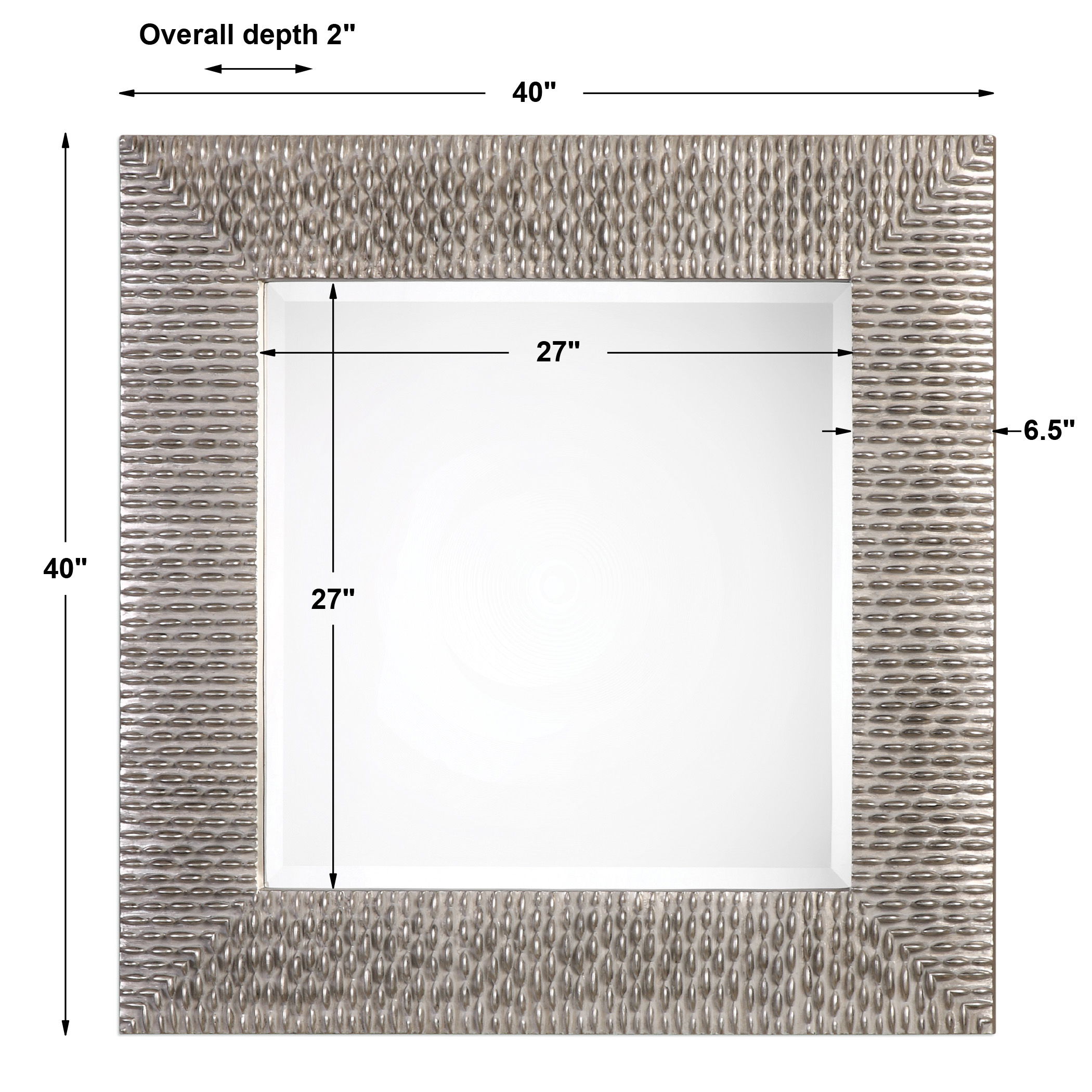 Cressida Distressed Silver Square Mirror large image 