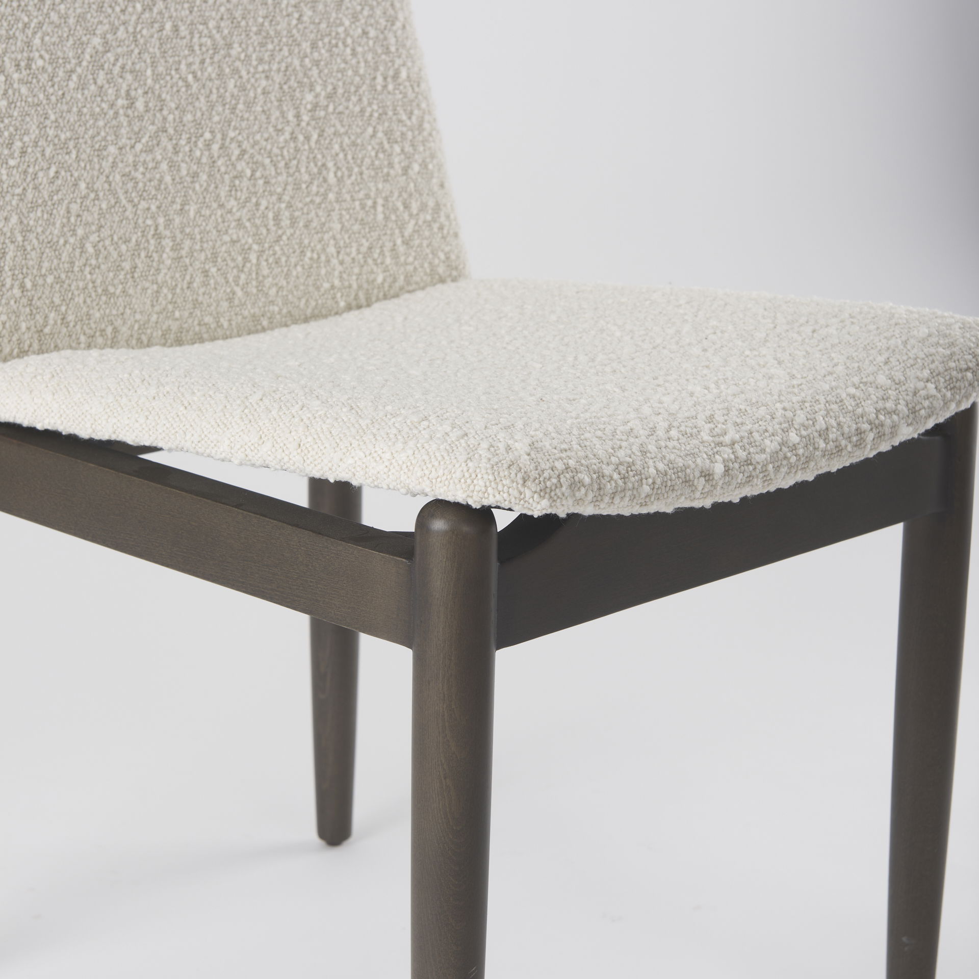Cavett Cream Boucle Upholstered Seat with Dark Brown Wood Frame Dining Chair large image 