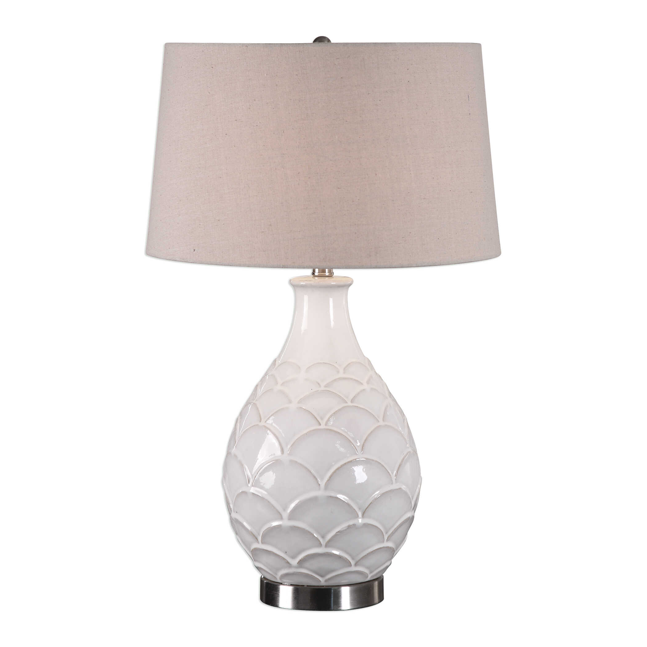 Camellia Glossed White Table Lamp large image 