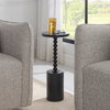Bead Black Marble Drink Table, Side & End Table by Uttermost, 10" width x 24" height x 10" depth thumbnail 2