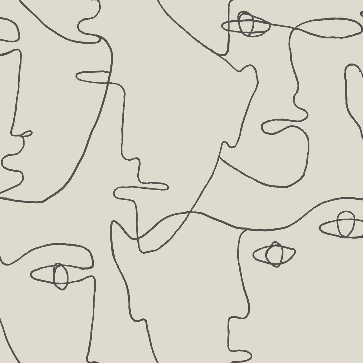 Pablo Portraits Linen & Charcoal Peel & Stick Wallpaper, by York Wall, 20' length x 1'8.5" width x 0.02" depth