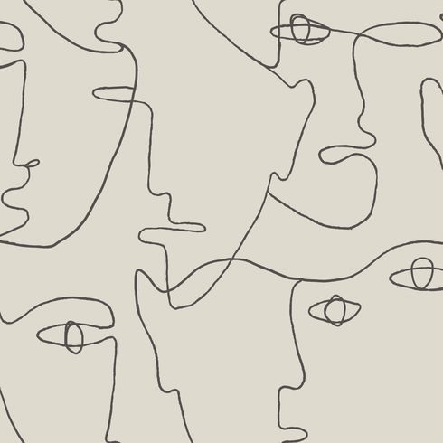 Pablo Portraits Linen & Charcoal Peel & Stick Wallpaper