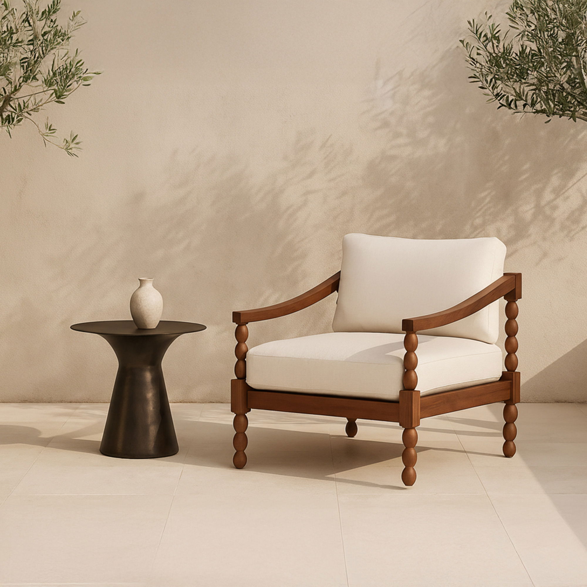 Delilah Outdoor Accent Chair Brown, Outdoor Chair by Moe's Home, 2'8" width x 2'2.77" height x 2'10.6" depth View 6