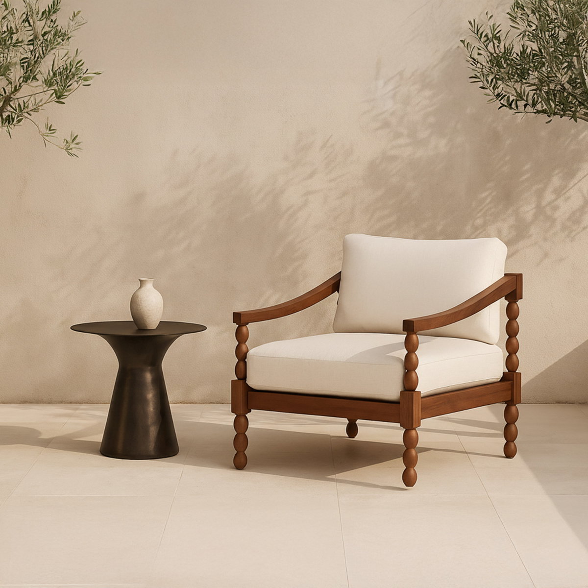 Delilah Outdoor Accent Chair Brown, Outdoor Chair by Moe's Home, 2'8" width x 2'2.77" height x 2'10.6" depth View 6