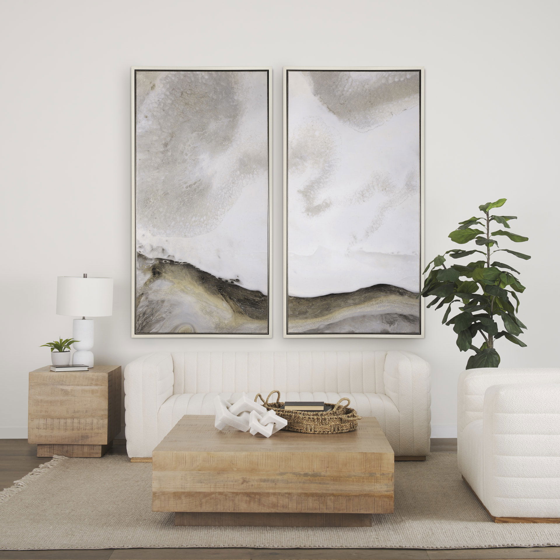 Ricciardo Cream Boucle 3-Seater Sofa, Sofas & Sectional by Mercana, 86.61" length x 38.39" width x 28.15" height View 2