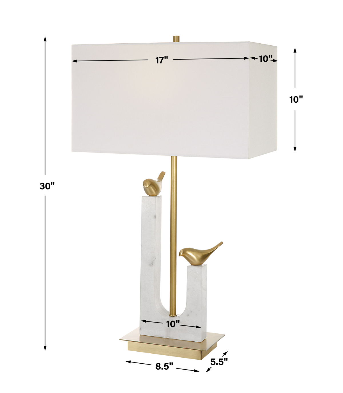Songbirds Table Lamp, by Uttermost, 17" width x 30" height x 10" depth View 3