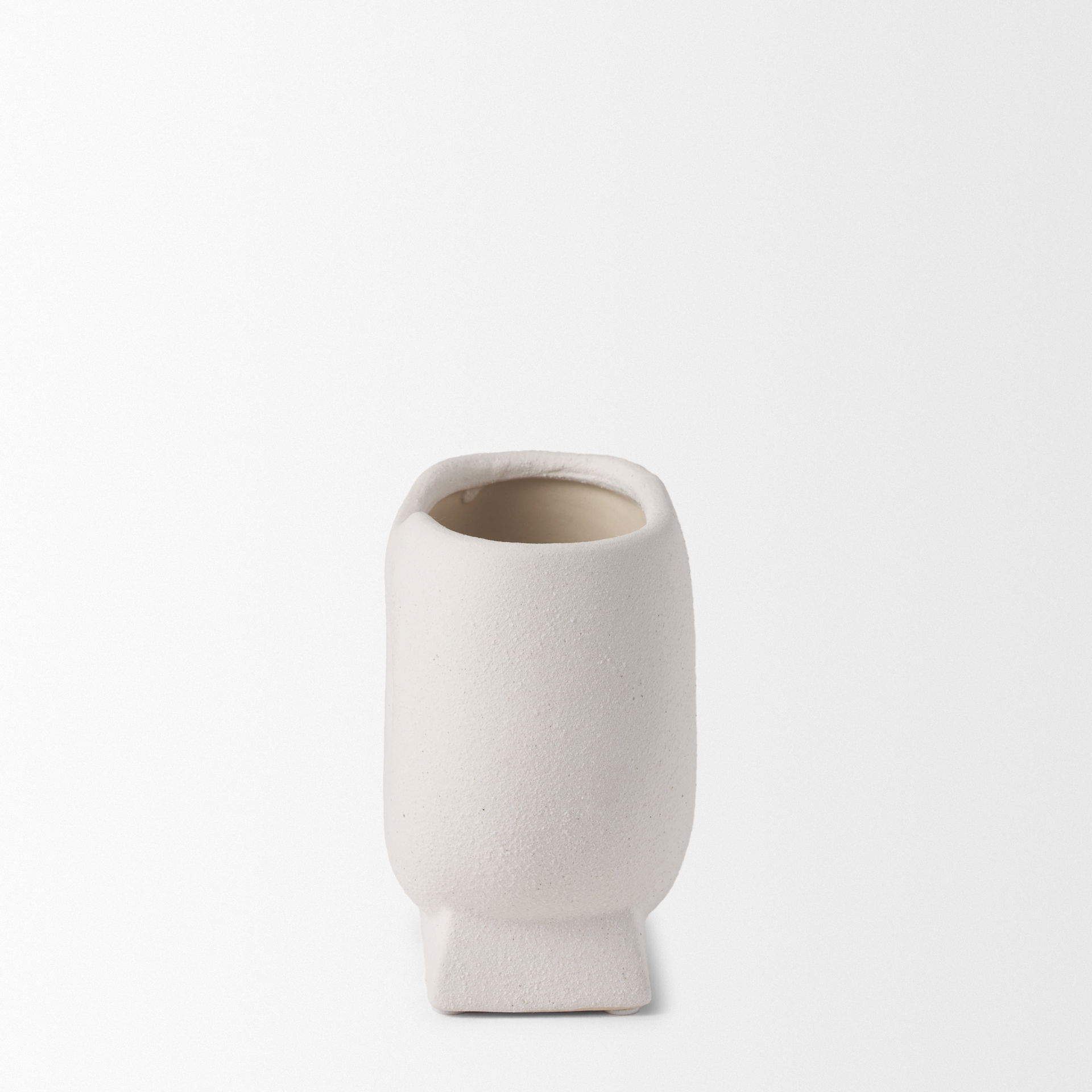 Darian Small Textured Matte White Ceramic Vase large image 