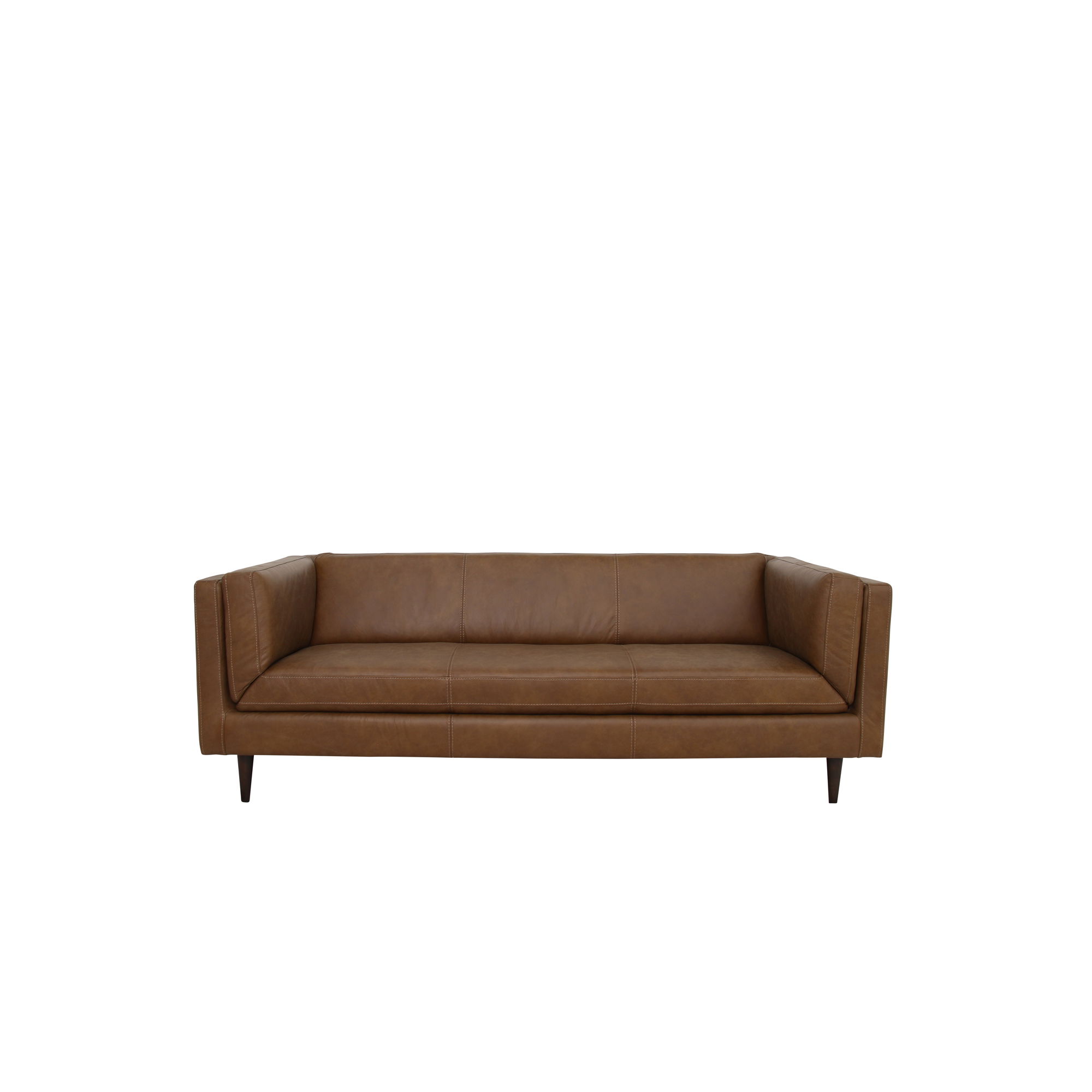 Woods Sofa Brown Leather, Sofas & Sectional by Moe's Home, 86" width x 29.9" height x 37" depth View 1