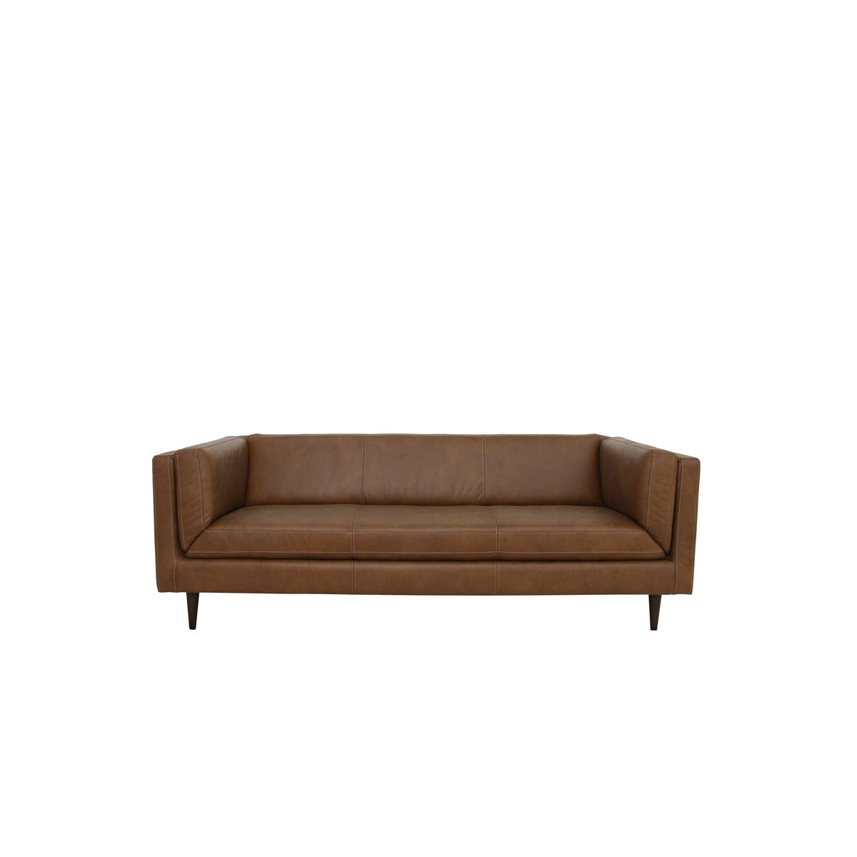 Woods Sofa Brown Leather, Sofas & Sectional by Moe's Home, 86" width x 29.9" height x 37" depth View 1