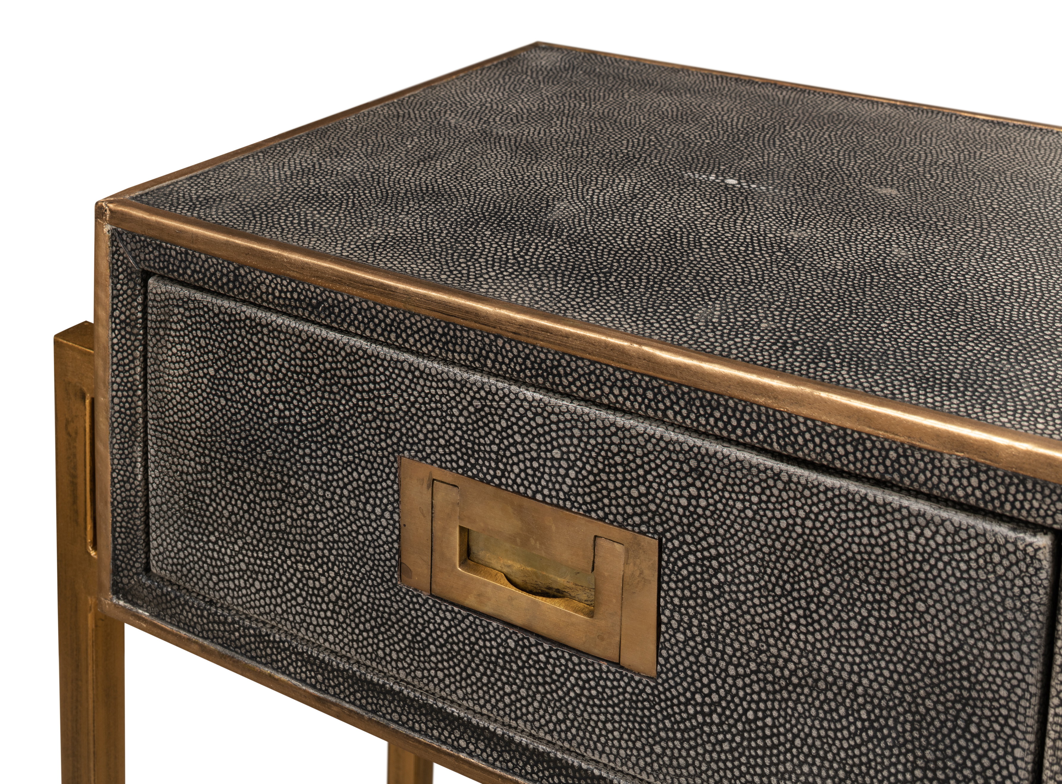 Shagreen Gold & Gray Console, Console Table by Sarreid, 49" length x 12" width x 34" height View 12