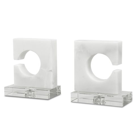 Clarin White & Gray Bookends, S/2