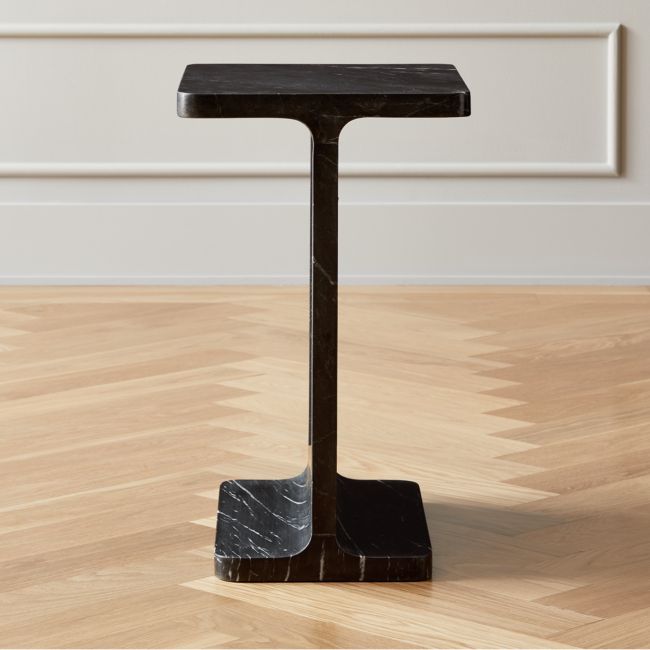 Online Designer Combined Living/Dining I Beam Black Marble Side Table