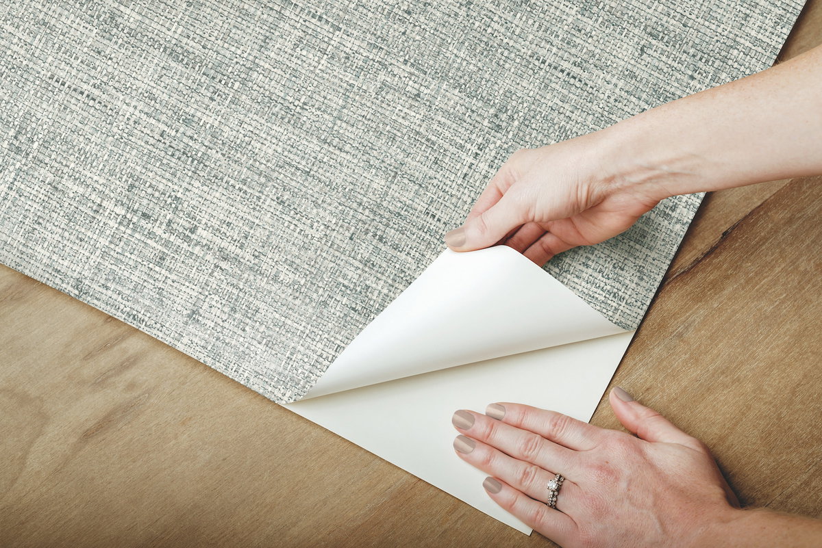 Papyrus Weave Blue Peel & Stick Wallpaper, by York Wall, 20' length x 2'3" width x 0.02" depth View 6