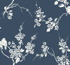 Imperial Blossoms Branch Navy Wallpaper, by York Wall, 27' length x 2'3" width x 0.02" depth thumbnail 1
