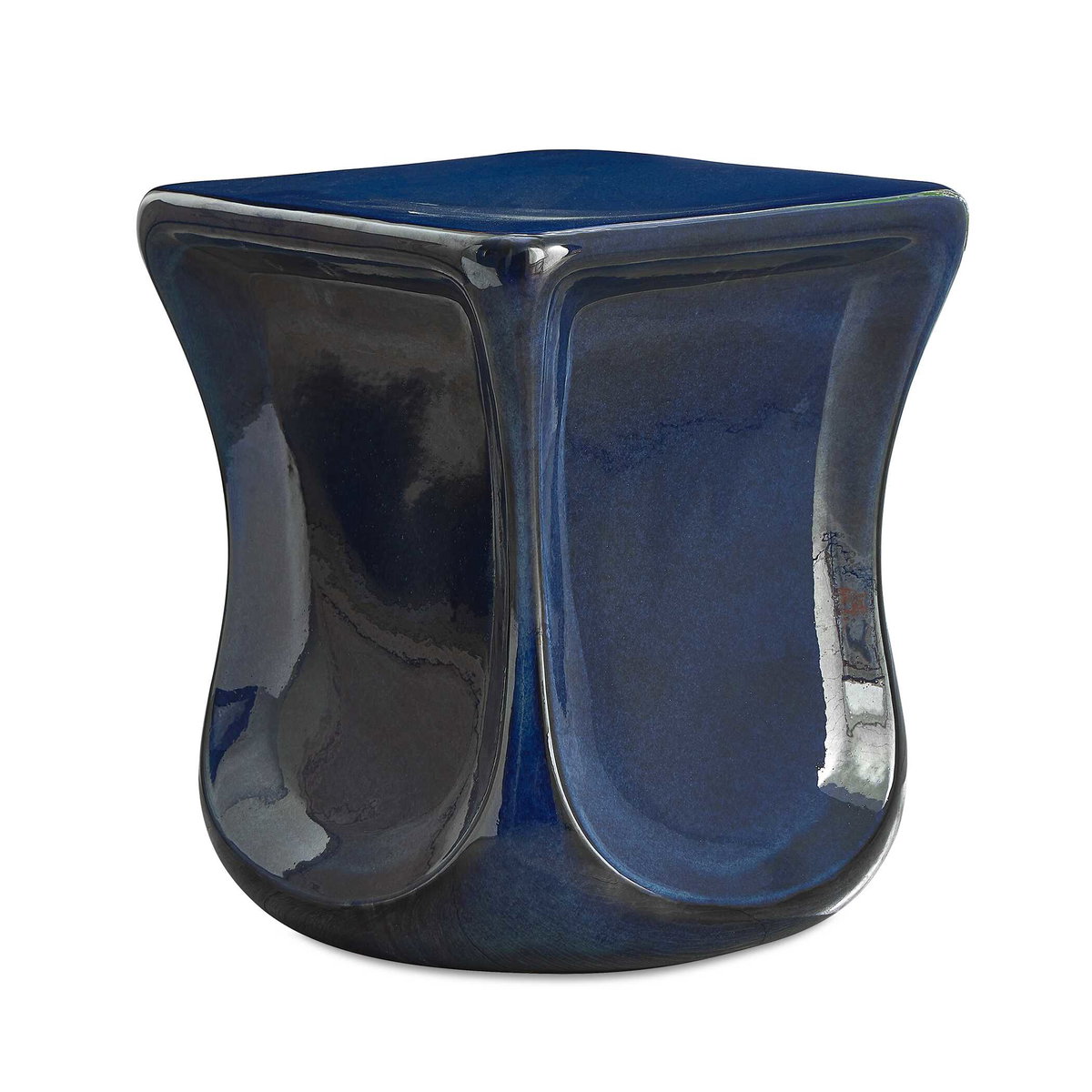 Kaz Deep Blue Garden Stool, Side & End Table by Uttermost, 15" width x 18.25" height x 15" depth View 1