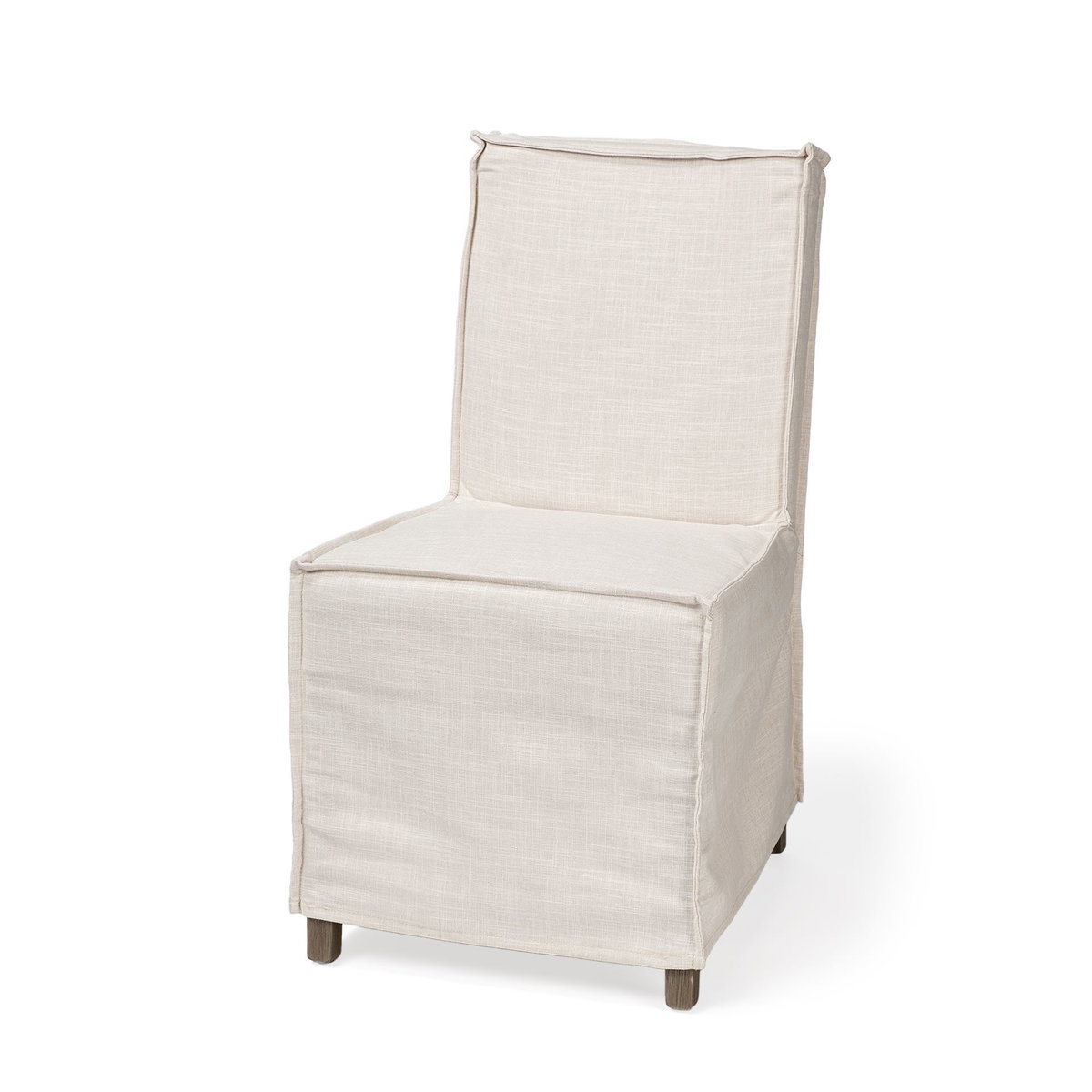 Elbert Solid Back Dining Side Chair | Cream Fabric with Brown Wood, Dining Chair by Mercana, 19.25" length x 21.75" width x 35.25" height View 1