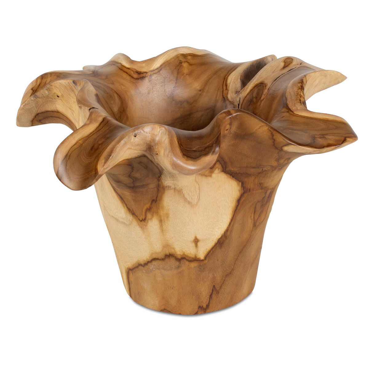 Teak Flow Natural Outdoor Bowl, Decorative Tray by Uttermost, 15.8" width x 10" height x 15.8" depth View 1