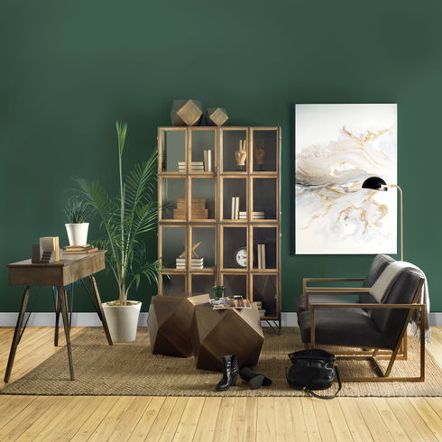 Armelle I Black Leather Seat with Gold Metal Frame Accent Chair