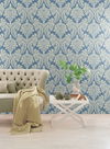 Tapestry Damask Blue Wallpaper, by York Wall, 27' length x 2'3" width x 0.02" depth thumbnail 3