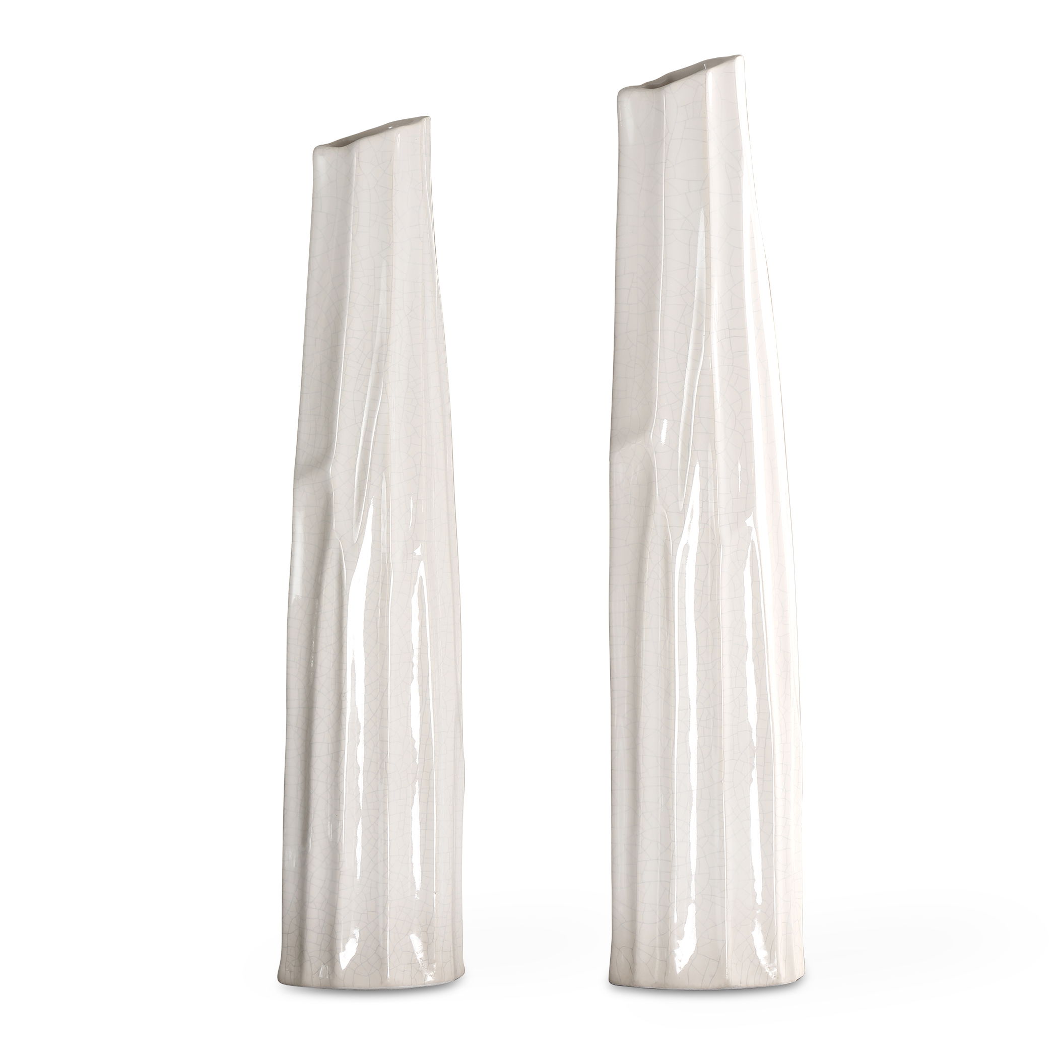 Kenley Crackled White Vases S/2 large image 