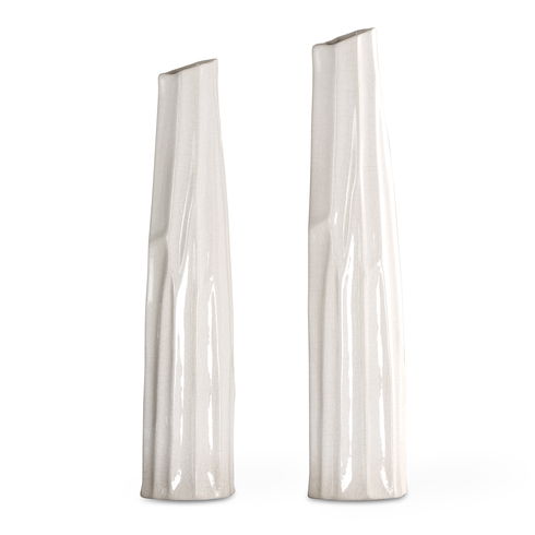 Kenley Crackled White Vases S/2