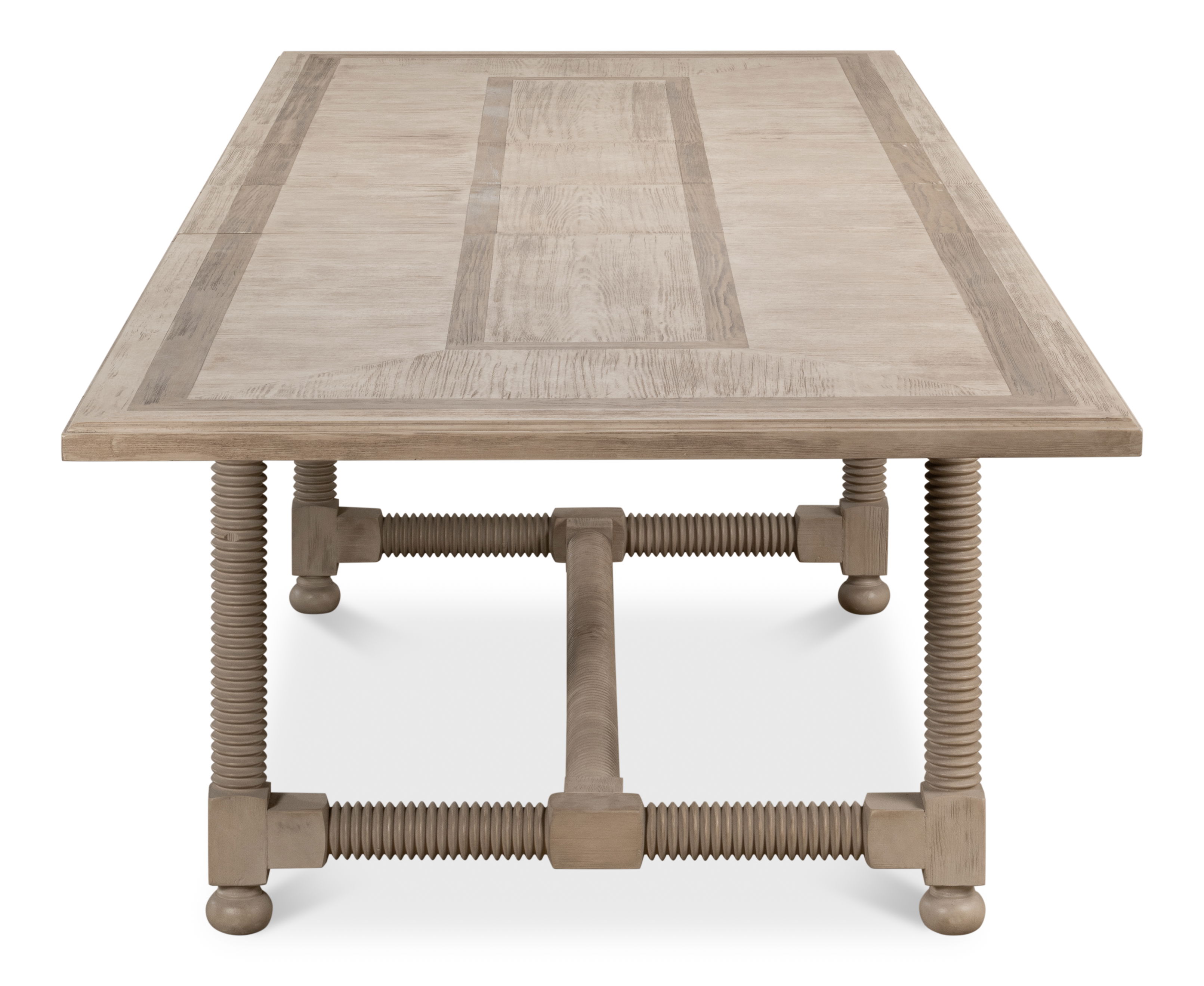 Jurow Equestrian Dining Table, Barn Grey, by Sarreid, 88" length x 42" width x 30" height View 3